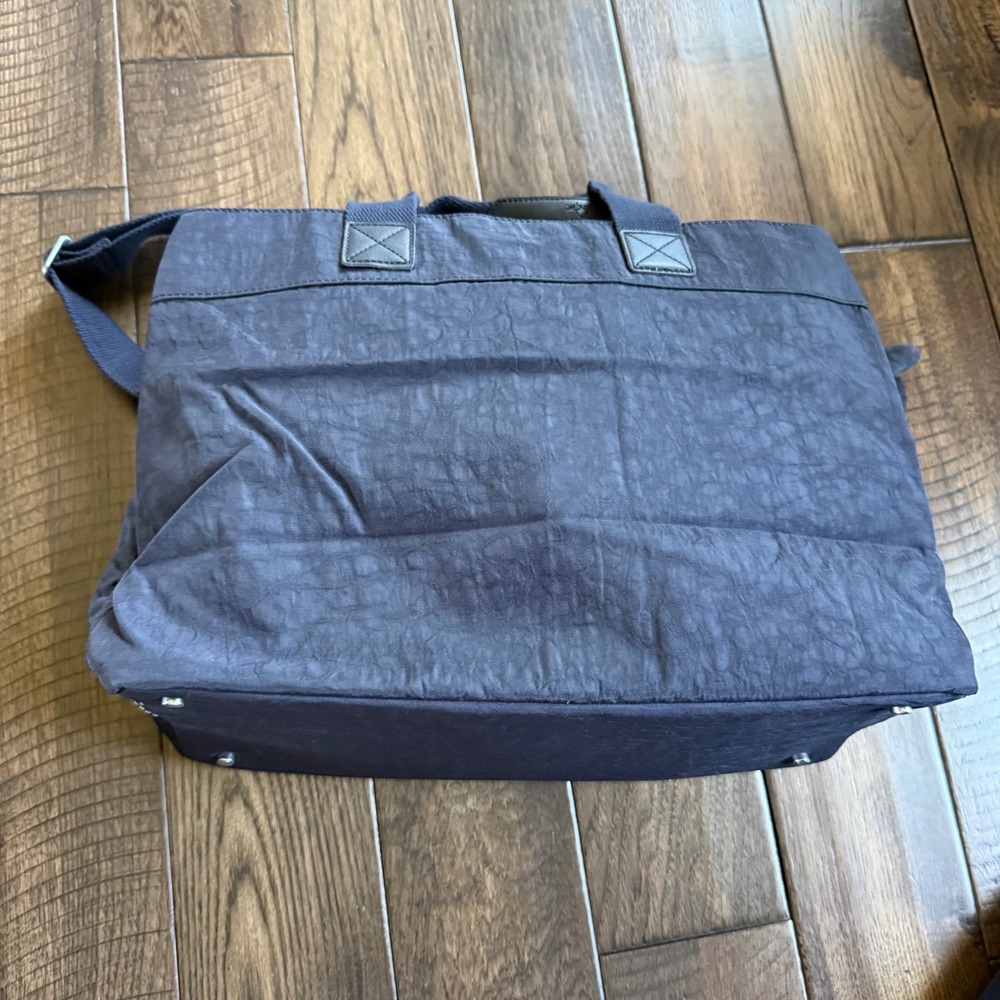 Kipling Sherpa Large Working Bag Navy Blue Crinkle Nylon Tote Crossbody Monkey - Picture 5 of 9